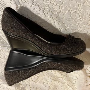 EUC STYLE&CO JENNIE STYLE BRWN TWEED WMNS WEDGE 8M